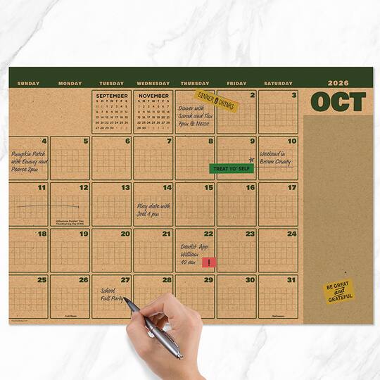 TF Publishing Medium 2026-27 Trail & Timber Desk Pad Monthly Blotter Calendar